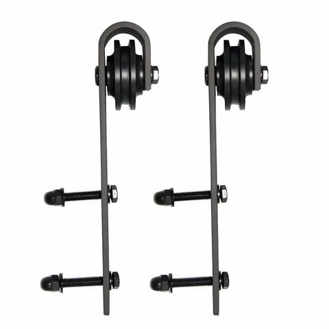 Heavy duty rails hardware kit for Barn Style Sliding Closet Doors 48 By 96 Inches With Antracite Frosted Glass, solid construction view.
