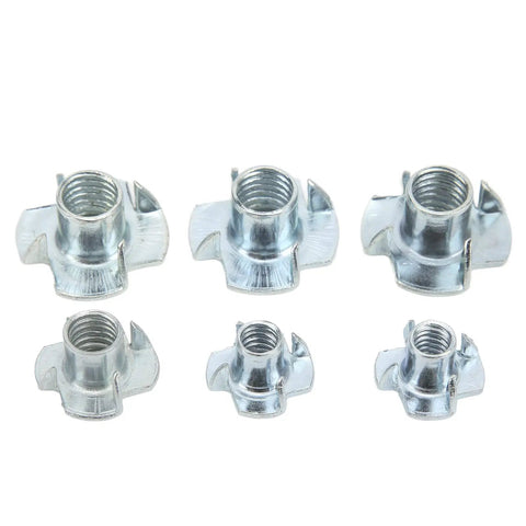 80 Pack Carbon Steel Galvanized T Nuts Pronged Tee Nut Set With Four Claws For Wood And Furniture Sizes Four Inch, Five Sixteenth Inch, And Three Eighths Inch Lightweight And Portable Hardware Kit That Is Easy To Install.