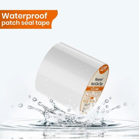Waterproof Patch And Seal Tape 4 Inch By 13 Foot Extra Thick Adhesive Layer in water, demonstrating durability.