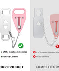 Premium Portable Door Lock 2 Pack Pink For Extra Privacy And Home Security shown with competitor comparison highlighting differences