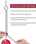 Hands adjusting the Garage Tennis Ball Parking Aid Kit With Adjustable 13 Foot Rope Hanging Stopper installation, showing step-by-step instructions.
