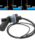 Two Pack Must Have M16 Water Level Sensor Flow Switch Kit for Aquariums Fish Tanks Hydroponics and Pools 110V DC Side Mount Horizontal Liquid Float Switch No External Power Supply Needed, shown with wiring and float mechanism.