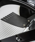 Heavy Duty Wall Mount Dust Collector Generating 650 Cfm Airflow With Precision One Micron Canister Filter close-up view of filter and rubber flap.