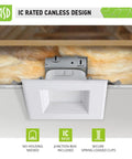 12 Pack 4 Inch LED Recessed Lighting With Integrated Junction Box Dimmable 2700K-5000K CCT Selectable Canless Square Downlights Wet Location IC Rated UL Energy Star 10W 722LM in ceiling installation view