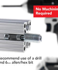 90 Degree Internal T-Matic Connector With Steel Screw Threaded Barrel And T-Nut For 15 And 40 Series Aluminum Extrusions No Machining Needed