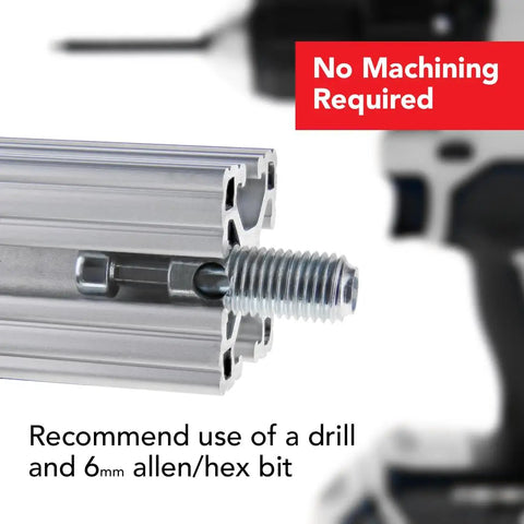 90 Degree Internal T-Matic Connector With Steel Screw Threaded Barrel And T-Nut For 15 And 40 Series Aluminum Extrusions No Machining Needed