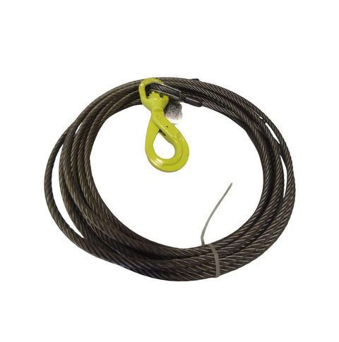 Three Eighths Inch By Seventy Five Foot Fiber Core Winch Cable With Self Locking Swivel Hook Built For Heavy Duty Tow And Recovery