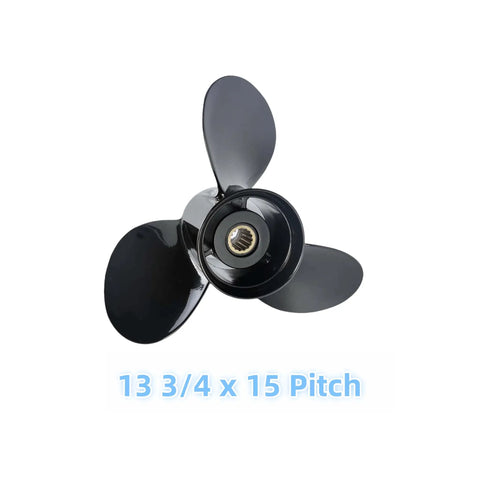 Mercury Black Max Compatible Aluminum Propeller 13 3/4 Inch Diameter 15 Pitch Right Hand 15 Spline With Flo-Torq II Hub Kit For 40 140 HP Outboards Ideal For Boats With Top Speeds Under 50 MPH For Smooth Acceleration And Efficiency