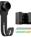 Heavy Duty Ev Charger Wall Mount Kit And Charging Cable Organizer J Hook Holster For Sae J1772 Connector in black steel design.