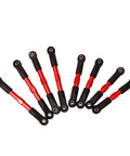 7075 Aluminum Toe Link And Push Rod Set For 1 Sixteenth Slash RC Truck Upgrade Replaces 7038 And 7018 Red Finish Durable Precision Wheel Alignment