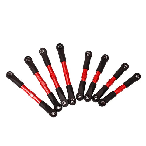 7075 Aluminum Toe Link And Push Rod Set For 1 Sixteenth Slash RC Truck Upgrade Replaces 7038 And 7018 Red Finish Durable Precision Wheel Alignment