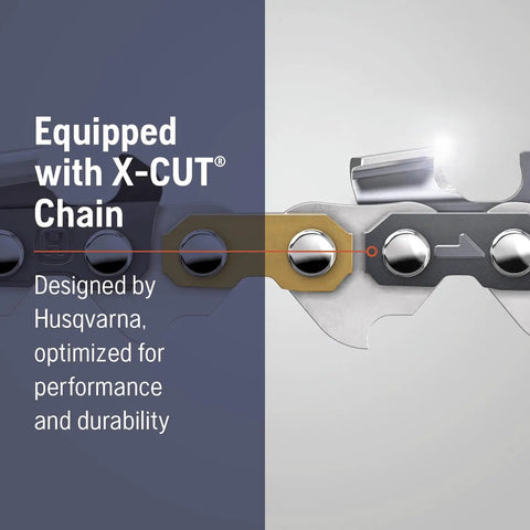 Close-up of chainsaw X-Cut chain design for 555 Gas Chainsaw With 24 Inch Bar 60cc 4.16 HP X Torq Engine performance and durability.