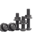 Black 304 Stainless Steel M6 Round Head Hex Socket Bolts With Flange Nuts Kit 30 Sets Per Size M6x30 displayed on white background