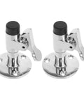Rugged Polished Silver Stainless Steel Boat Yacht Marine Door Stopper Catch for secure door holding, flat base, heavy duty use.