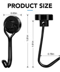 Heavy Duty Fridge Magnet Hooks Hold Like Crazy For Cruise Cabins And Kitchen Organization Six Pack dimensions shown in black.