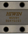 Front view of MGN9H Miniature Linear Guideway High Precision Stainless Steel Block C showing holes and engraved label.