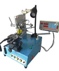 Heavy Duty Belt Type Ring Winder for Toroidal Transformers and Inductance Coils, features mechanical controls and digital display.