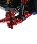 Rock Solid Heavy Duty Metal C Hub Carrier Upgrade For 110 Scale RC Vehicles with red steel caster blocks and attachment.