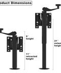 Hella Tough Heavy Duty Swivel Trailer Jack Stand With Bolt On Mount, showing dimensions of 5" retracted and 21" extended height.
