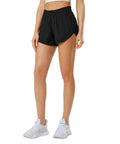Women's Quick Dry Go-To Track And Running Athletic Shorts For Training With Elastic Waistband Zip Pockets Built In Liner Featherweight Stretch Black Small