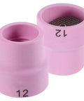 Sturdy Ceramic Tig Nozzles Cup 2 Pack Replacement For Welding Guns Made For Stainless Steel And Aluminum heat resistant cups, pink ceramic, sizes 12 and 72.