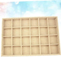 Switch Up Your Desktop Jewelry Tray With Adjustable Grid Dividers For Earrings And Rings Premium Sackcloth Organizer top view showing khaki sackcloth material.