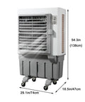 Portable Swamp Air Cooler With Three Fan Speeds And Wide Angle Oscillation Keeps You Seriously Chill All Summer Featuring Quick Refill Water Basin And Smooth Gliding Casters For Effortless Backyard Comfort, 54.3 in height.