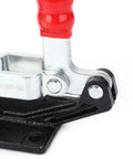 Close-up of Horizontal Push Pull Toggle Clamp Killer Grip Quick Release Heavy Duty Workshop Fixture with Flange Mount.