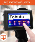 Heavy Duty Portable Handheld Inkjet Printer Gun With Smooth 5.6 Inch Touch Screen showcasing user touch interface for easy operation.