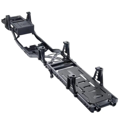 Axial RC Chassis Frame Upgrade Kit For 1 By 10 6x6 Rock Crawler, Carbon Fiber And Metal Construction, lightweight and durable.