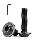 Top Shelf M6 X 20Mm Flanged Button Head Hex Socket Cap Screws 304 Stainless Steel Black Oxide Finish close-up with hex key.