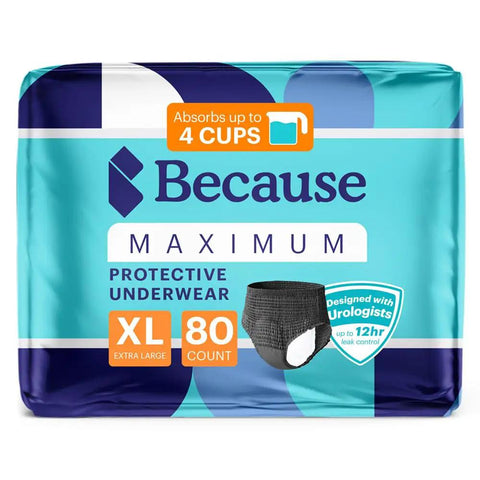 Heavy Absorbency Disposable Incontinence Underwear For Women Black XL All Day Dry Feel 80 Count 4 Packs Of 20
