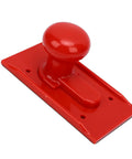 Hardcore Jointer Push Block For Bulletproof Safety Cuts With Rugged Abs Shell And Comfy Grip, red plastic with rounded handle.