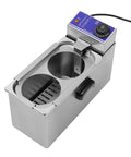 Two Hole Electric Noodle Cooker With Dual Baskets 110V 1200W Stainless Steel Pasta Cooker For Home Kitchen Restaurant And Shop Use Fast Heating Noodle Dumpling Maker, close-up view of control panel and dual baskets