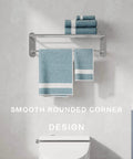 18 Inch Bathroom Towel Rack With Top Shelf And Bar Chrome Finish Wall Mount Solid Stainless Steel Zinc Alloy Rustproof Bath Storage