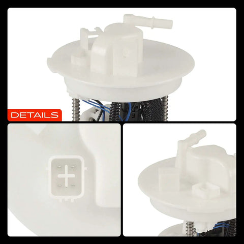 Straight Shot Electric Fuel Pump Module Assembly For Mazda showing top view with electrical connections and detailed design features.