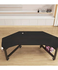 Heavy Duty Rolling Computer Desk With Slick Waterproof Top And Rock Solid Steel Frame Built Different For Ergonomic Gaming Rigs And Home Office Setups With Smooth Glide Wheels In Black, viewed from above, showcasing the wide desktop and sturdy frame.
