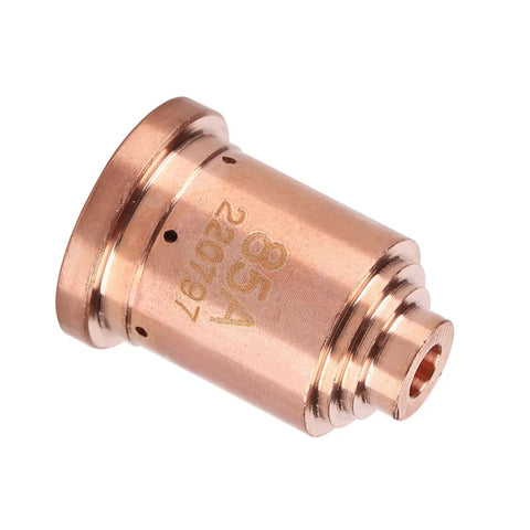 Top Tier 5-Pack Copper Nozzle Tips For 85A Plasma Cutter Torch, Durable Consumables Cutting Carbon Steel Stainless And Aluminum With Long Life Efficiency Upgrade, 0.59 inch diameter.