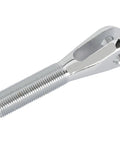 Raw Steel Clevis Linkage End Featuring 5/8 Inch Right Hand Fine Thread With 3/8 Inch Pin Slot shown from side angle.