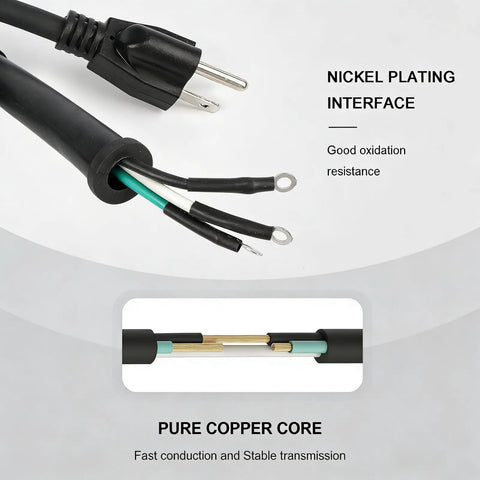 Heavy Duty Circular Saw Power Cord Replacement Part 95104L Built Damn Tough showing nickel plated interface and pure copper core.