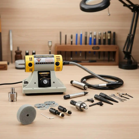 Pro Grade Jewelry Polishing And Grinding Machine Bench Lathe For Lapidary And DIY Jewelry Making 110V with accessories