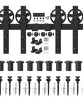 Black Wood Double Sliding Barn Door Hardware Kit With Big Spoke Wheel Rollers, industrial-grade steel with mounting hardware