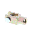 Beefy Three Eighths Inch Fine Thread Steel Clevis End With Pin And Cotter Key For Master Cylinder Or Booster Pushrod To Brake Pedal Arm Universal Fit Linkage Connector For Ride Ready Precise Adjustment And Reliable Pedal Hookup close-up