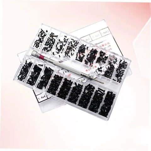 Miniature Screw Set With Transparent Storage Case For Easy Access For DIY Repairs And Assembly, carbon steel screws in box