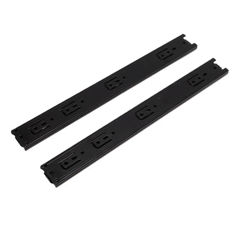 16 Inch Beefed Up Drawer Slides With Full Extension Ball Bearing Rails 100Lb Capacity Twelve Point Five Millimeter Thick Cold Rolled Steel Rubber Pads Ideal For Kitchen Dresser Desk Office Cabinets, black pair