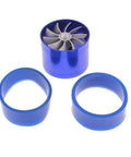 F1Z Turbine Air Intake Fan For Car Turbo Charger Performance Boost Your Ride And Gas Saver, Single Turbine Design, 50x63mm, Blue