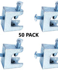 Fifty Pack Hella Tough I Beam Clamps For Securing Fire Extinguishers Without The Drill Hassle Includes All Necessary Screws Dead Simple Snap On Setup Straight Up Dependable Gear In Silver, close-up of silver clamps.