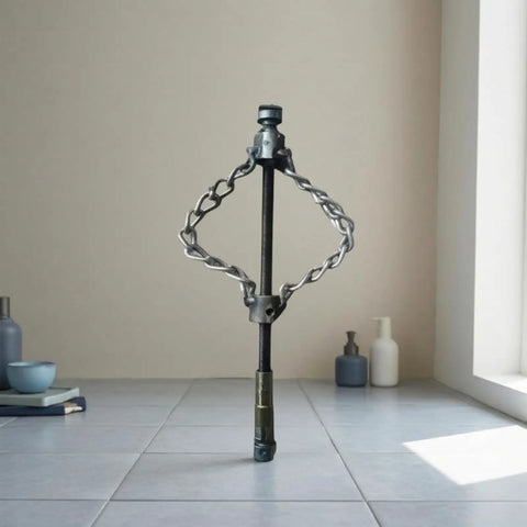 Heavy Duty Drain Cleaning Machine Head And Sewer Snake Cutter Auger Attachment Crafted From Rugged Manganese Steel, shown upright.