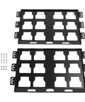 High Grade Stainless Steel Mending Plate And Toolbox Bracket 2 Pack Designed For Mad Holding Power With Zero Hassle Lock Down Hardware, two black brackets with hardware.