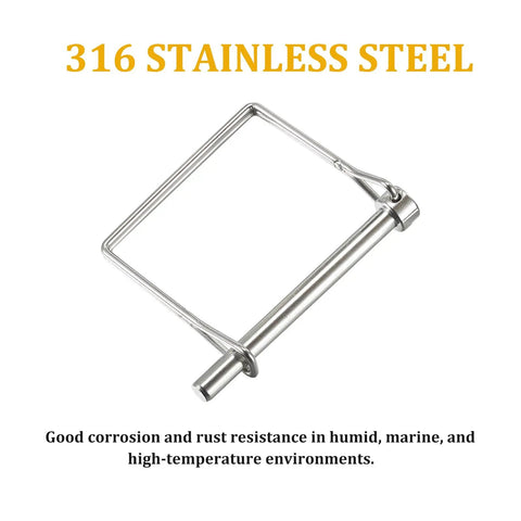 Set Of Four Heavy Duty Beefy Square Wire Lock Pins For Trailer Couplers 316 Stainless Steel Rust Resistant One Quarter Inch Pin Diameter Two And Three Quarter Inches Length Easy Quick Install For Boats Trucks And More, 316 stainless square wire lock pin